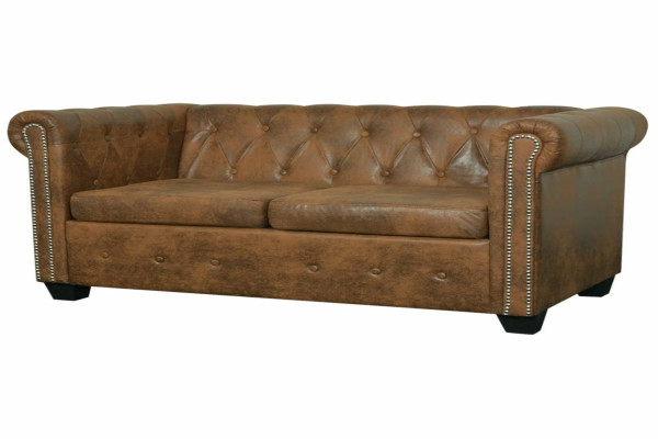 Camerina Chesterfield-Sofa -Sitzer Kunstleder Braun Kleines Sofa FüR Jugendzimmer