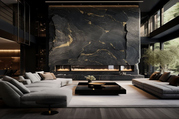 Elegance of Stone in Luxurious Living Room Interiors FH