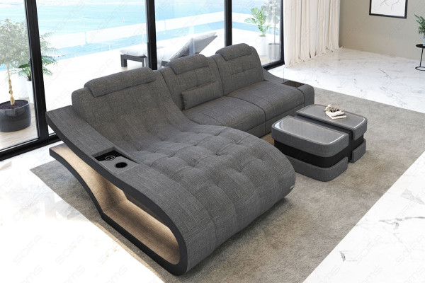 Sofa Elegante als Mini L Form Stoffsofa in allen Farben