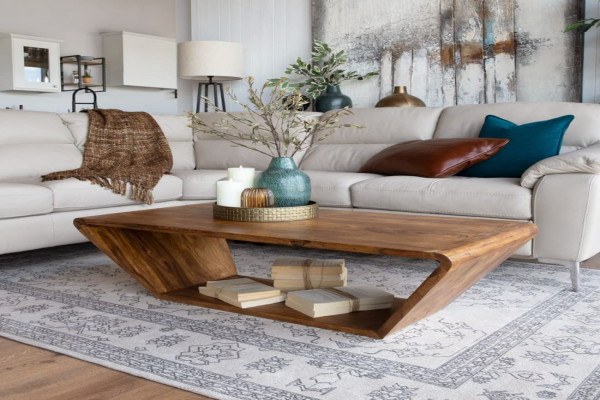 Wooden Center Coffee Table for Living Room & Home in Natural Finish