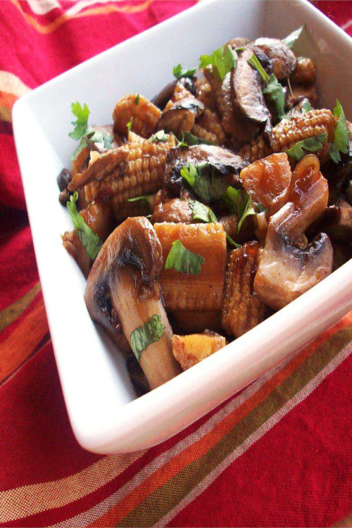 Stir-Fried Mushrooms And Corn