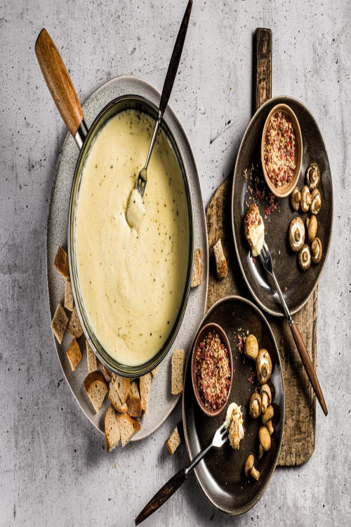 Fondue with mushrooms