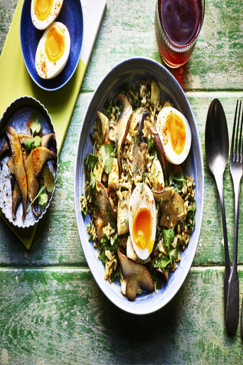 Mushroom and Smoked Haddock Kedgeree justaddmushrooms