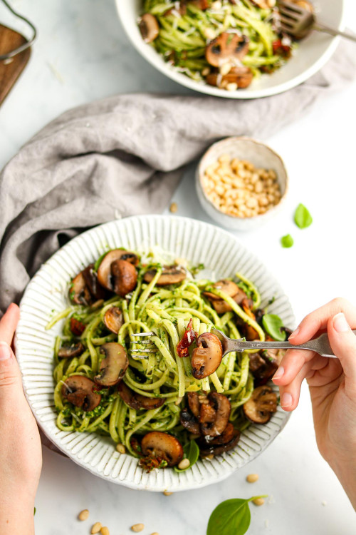 Mushroom Pesto Pasta