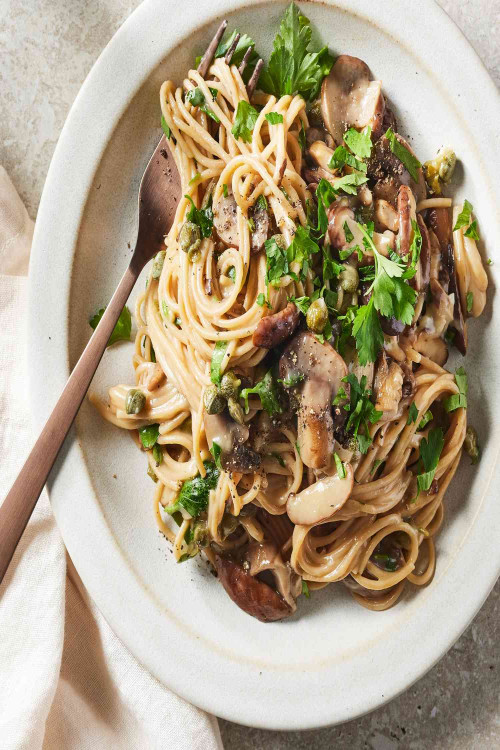 Mushroom Piccata Pasta